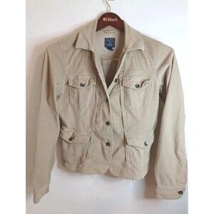 Lucky Brand Trucker Tomboy Corduroy Jacket S Tan Western Cowgirl Button Front
